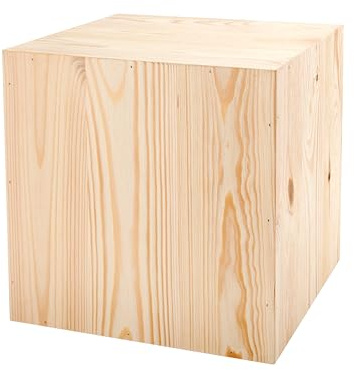 DECORATIVO Soporte para plantas de madera, decoración vintage, soporte para flores, taburete, bloque y columna DIY, estable y duradera, madera natural, 30 x 30 x 30 cm