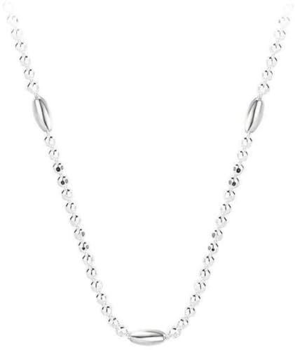Collar S925 Sterling Silver Arrozo Grano Red Redecto Collar de Frijoles Femenino Femenina de Oliva Cadena Vegetariana Niña Picante a Apilada Caqueta de Clavícula, Collar de frijoles de arroz, 925 p