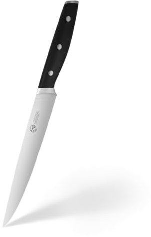MasterChef Fleischmesser, Kochmesser Profi Messer aus Kohlenstoffreichem Edelstahl, Dreifach Vernieteter Griff, Tranchiermesser mit Stahl Kropf, Vollzapfen, Superscharf, 20cm Klinge