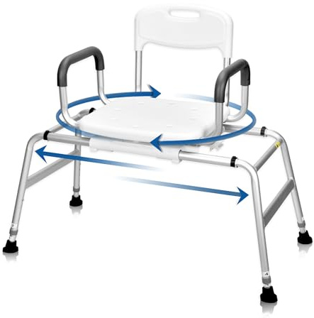 Sangohe Silla de Ducha para Ducha Interior, Silla de Ducha Deslizante, Banco de Transferencia de bañera con Asiento Giratorio de 360⁰, Bancos de Transferencia de bañera para bañeras, Asiento de Ducha