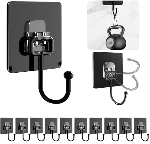 deegbbyi 10 Pezzi Ganci Adesivi, Ganci per Asciugamano Bagno, Porta Asciugamani Autoadesivo, Chiodi da Parete Sticker, Chiodi Autoadesivi, Appendini Adesive per Cucina Bagno, per Cucina, Armadio