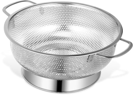 DOITOOL Passoire En Acier Inoxydable Multifonction Poignées Doubles, Maille Fine, Panier Égouttoir De 22,5 Cm Pour Pâtes, Légumes Et Riz, Usage La Cuisine Quotidienne