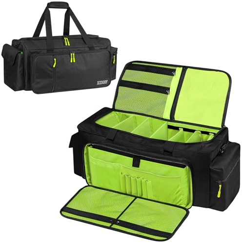 SUNDOY DJ - Bolsa organizadora de Cables con Base Acolchada extraíble y divisores, para Equipo de DJ, Cables de Audio y Accesorios de música, Negro, 57 x 26 x 30-cm, Tejido Impermeable