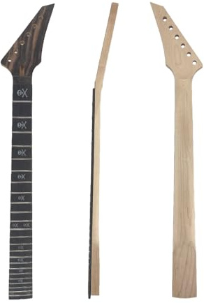 Conboxus Black Electric Guitar Neck 24 fret 25.5 inch Maple Rosewood Fretboard Guitar Neck Floyd Rose Locking Nut Cool Inlay Bolt on heel (black)