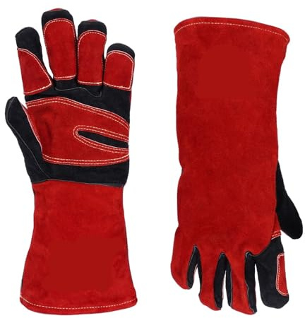 AYWTIUN Guanti da saldatura Guanti da saldatura 14 pollici resistenti al calore for barbecue/manipolazione di animali con manica extra lunga