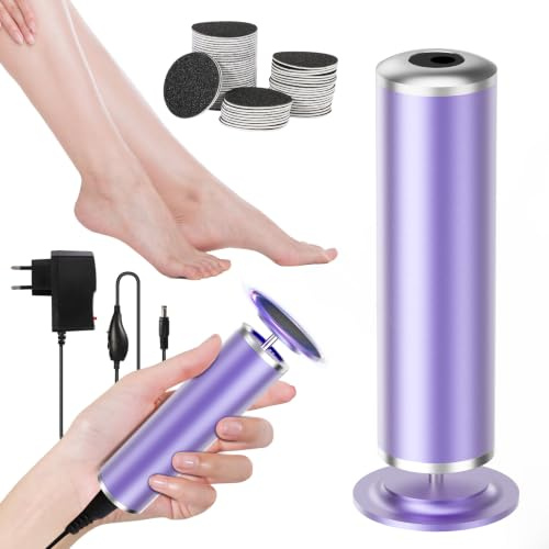 Râpe Pieds Électrique, Ponceuse Pied avec 60 Tampons de Remplacement Violet