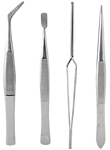 Ideen mit Herz kit de 4 brucelles de précision | larges, pointues, coudées | pincettes croisées, pinces spéciales | artisanat, bricolage, hobby, ménage, travaux manuels, scrapbooking, art, modélisme