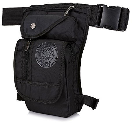 Xieben Nylon Bolsa Táctica De Pierna para Hombre Mujere Motocicleta Crossbody Hombro Bolso de Cintura Riñonera Fanny Pack Paquete Montar Viajes Senderismo Ciclismo Negro