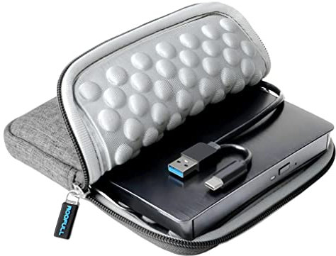 ROOFULL Unidad externa de CD/DVD para portátil con funda de transporte, USB 3.0 tipo C, lector de CD grabador, reproductor de DVD, ROM/RW, USB-C, unidad de disco óptico portátil para Mac, PC, Windows