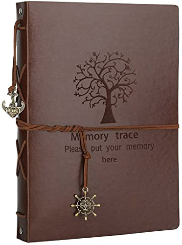 AIOR Fotoalbum zum Selbstgestalten, Schwarze Seiten Scrapbook Album Groß zum Einkleben Vintage Leder Fotobuch Gästebuch Hochzeit Fotoalben, Hochzeitsalbum Weihnachten Jahrestag Geschenke, Baum
