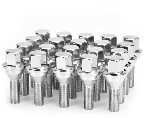 dynofit 12x1.25 OEM/Stock Wheel Lug Bolts, 20pcs ET 28mm Shank 19mm Hex 2.45 inch Length Solid Chrome Studs Set for 2015-2022 Je/ep Renegade, 2018-2022 Compass, 2014-2022 Cherokee and More