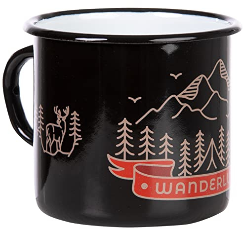 MUGSY Taza esmaltada de 330 ml, diseño de montaña, para senderismo, camping, irrompible y ligera
