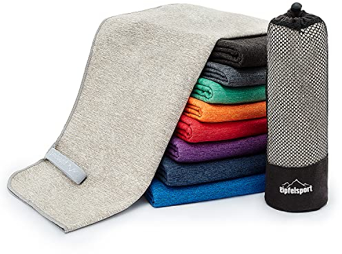 Mikrofaser Handtuch Set - für Sauna, Fitness, Sport I Strandtuch, Sporthandtuch I Hellgrau_Brush XS: 50x30