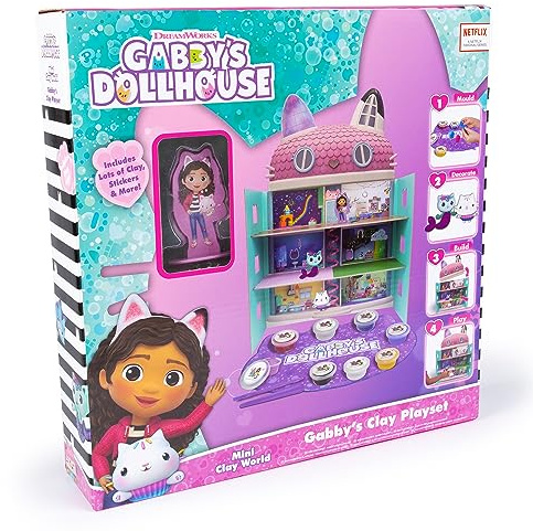Gabby's Dollhouse Mini Clay World Set - Creative Gift For Girls With Air Dry Clay And Modelling Tools - Dollhouse Craft Kit - Arts And Crafts For Kids
