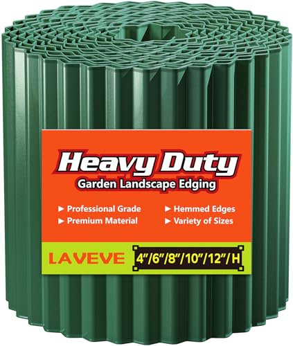 LAVEVE Corrugated Metal Garden Edging 10 x 20Ft, Landscape Edging Border for Lawn, Flower Bed, Garden Fence, Paver Edging (Green)