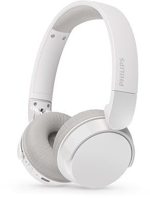 PHILIPS TAH3209WH Auriculares on-Ear Ligeros Bluetooth con Aislamiento pasivo del Ruido - 55 Horas de reproducción, Sonido Natural, Llamadas nítidas, Graves dinámicos, 2 Horas de Carga USB-C - Blanco