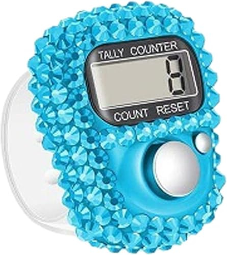 GANPUB 1Pc Electronic Finger Tally Counter Resettable Mini Lap Counter for Golf Goods Counting Lap Convenient Finger Clicker Counter, Portable Digital Display Tally Counter Knitting Accessories（Blue）
