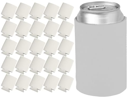 Gifts by Design 25 Ct of Kan-Tastic Can Cooler & Holder – White – Soft, Flexible Foam Keeps Beer, Soda, Water Cool & Fresh – Great for Custom Designs for DIY Projects, Events, Company Promotions