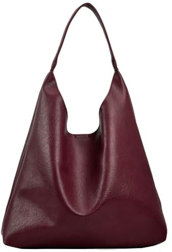 TIAASTAP Groß Handtasche für Damen Weiche Leder Tote Bag Shopper Tasche Damen Schultertasche Hobo Bag Shoulder Bag Uni Tasche Beuteltasche Tragetasche Umhängetasche mit klein Geldbörse