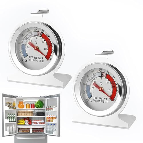 Termómetro de Refrigeración,2pcs Termómetro para Frigorífico y Congelador,Termometro Nevera,Termómetro para Refrigerador,Termómetro para Congelador,con Gancho para Colgar