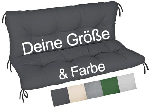 Cushion for Hollywood Swing Made to Measure Individual Swing Bench Cushion Pallet Cushion Seat Cushion & Back Cushion Weatherproof Water-Repellent Thick Mattress Garden Cushion in Choice of Colour