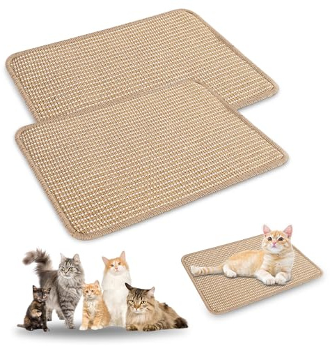 XHNKEG Lot de 2 tapis à gratter pour chat - 30 x 40 cm - Tapis en chanvre pour lapins - Mur à gratter - Autocollant - Planches à gratter - Mur en sisal - Tapis pour chat - Pour rongeurs