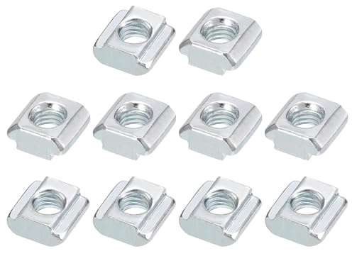 TOP-VIGOR M5 Sliding T Slot Nuts 100Pcs, Nickel Plated Carbon Steel Hammer Head Roll-in T-Nuts for 2020 Aluminium Extrusion Profile, T-Slot Fasteners for CNC and 3D Printer Assembly