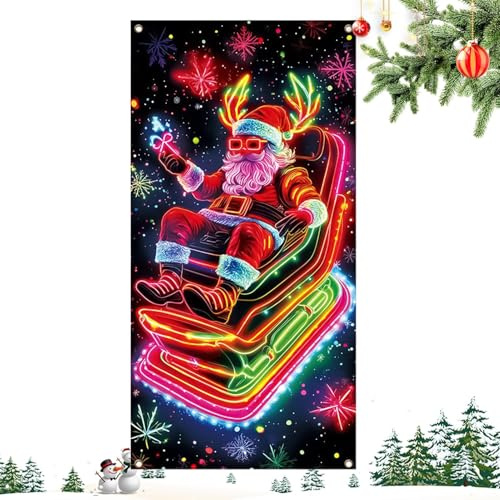 Copriporta Babbo Natale 90x180 cm Natale UV Fluorescente Decorazione Babbo