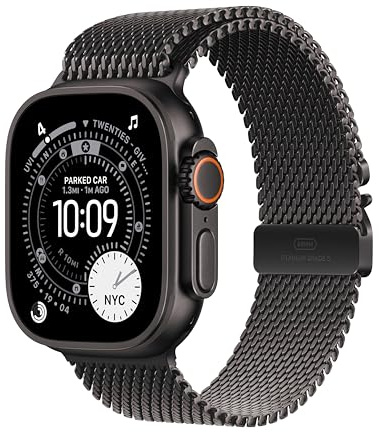 Apple Watch Ultra 3 [GPS + Cellular 49mm] Running & Multisport Smartwatch w/Rugged Titanium Case w/Black Titanium Milanese Loop - M. Satellite Communications, Advanced Health & Fitness Tracking