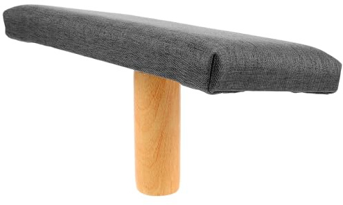 SHINEOFI Wooden Yoga Meditation Stool with Soft Cushion Grey | Portable Prayer Bench, Cloth Seating, Reliable Support, Unique Appearance, Elegant Style