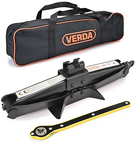 Scherenwagenheber 2T, 98-440mm + Arbeitshandschuhe + Ratsche Car Jack Kit, Auto Heber, verdickte Stahlplatte, tragbarer Wagenheber für PKW SUV MPV, Wohnmobil, Tief, Geländewagen, Profi SN4549