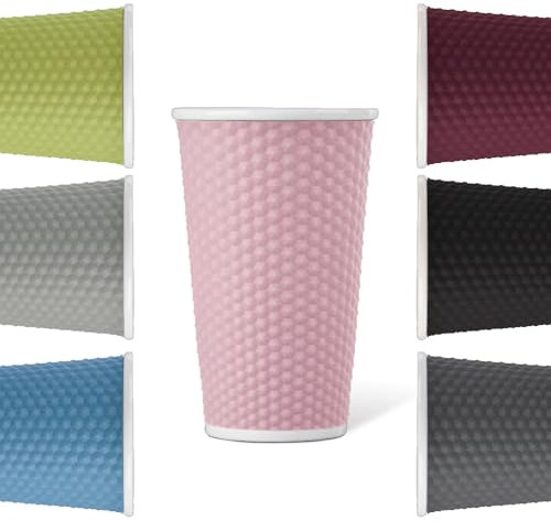 LES ARTISTES Paris A-0951 Tasse 450 ml, Mug à café, thé, boissons chaudes, Porcelaine avec Revêtement silicone thermo-isolant, Compatible Lave-vaisselle, Micro-ondes, Nid d'abeilles Pink