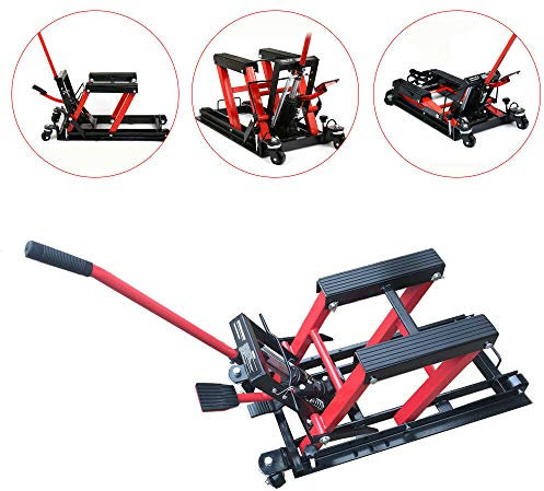 Pont élévateur hydraulique pour moto, élévateur hydraulique, cric ciseau, support de levage de réparation, cadre de montage, 680 kg (rouge et noir)