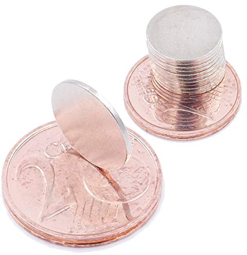Brudazon | 10 Mini Scheiben-Magnete 12x1mm | N52 stärkste Stufe - Neodym-Magnete ultrastark | Power-Magnet für Modellbau, Foto, Whiteboard, Pinnwand, Kühlschrank, Basteln | Magnetscheibe extra stark