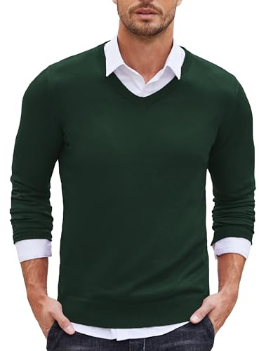 COOFANDY Maglione da uomo a maniche lunghe con scollo a V