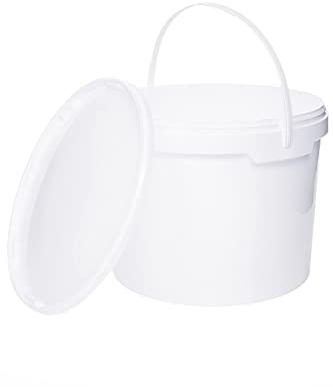 BenBow Secchio con coperchio 10l bianco 3x 10 litri sicuro per gli alimenti, stabile, ermetico, a prova di perdite, inodore - contenitore di plastica, con manico - vuoto