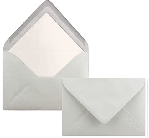 50 Briefumschläge Hell-Grau - DIN C6 - gefüttert mit weißem Seidenpapier - 90 g/m² - 11,4 x 16,2 cm - Nassklebung - NEUSER PAPIER