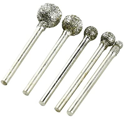 Generico 5 Pièces Tête Sphérique Revêtue de Diamant Mèches Boule Ronde Fraises Grain Accessoire