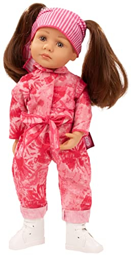 Götz 2311030 Little Kidz Grete Puppe - 36 cm große Multigelenk-Stehpuppe mit braunen Haaren und steingrauen Augen - 6-teiliges Set, Mehrfarbig