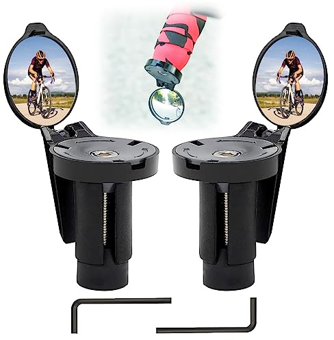 Ruikdly 2 Pièces Retroviseur Velo Ajustable à 360°, Miroir Pliable pour Trotinette Electrique, Embout de Guidon Universel 16-22mm pour Vélos Électriques