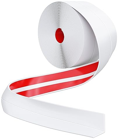TATUNER Joint Salle de Bain, Joint d'Étanchéité Autocollant, Bande Calfeutrage Anti-Moisissure pour Salle de Baignoire, Cuisine, Plan de Travail, Rouleau de Joint Silicone Blanc 4M