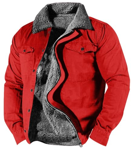 Vasreyy Kapuzenjacke Herren Softshell Herren Jacke Winterpullover Herren warm Kapuzenpullover Pilotenjacke Herren Winter Outdoor Winterjacke Herren Janker Herren Langlauf Jacke Herren (Red, L)