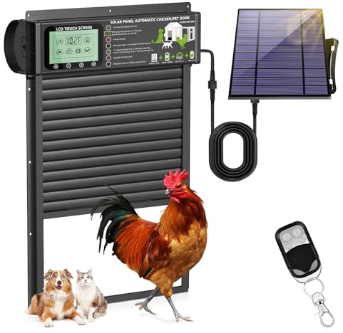 XRDZYXGS Automatische Hühnerklappe, Aluminum Elektrische hühnerklappe mit Einklemmschutz, Lichtsensor, Timer, Hühnerklappe Solar für Geflügel