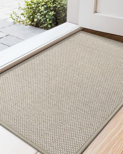 COLOR&GEOMETRY Indoor Door Mat 55x80cm, Non Slip, Absorbent, Washable, Easy To Clean, For Entryway, Patio, Pets (Khaki)