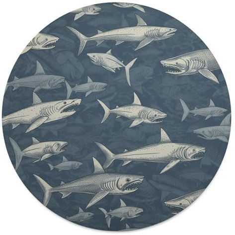 Rundes Strandtuch, Hai, bedruckt, Reisedecke, personalisierte Decke, Yoga-Decke, Mikrofaser, Strandtuch, dicke Tischdecke, Unisex