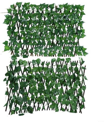 Alanmoship Clôture de lierre artificiel extensible - Brise-vue - Treillis - 180 x 40 cm - Vert (raisin)
