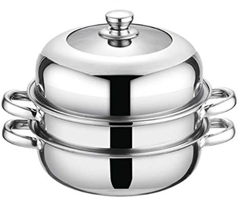 Olla de acero inoxidable para cocinar al vapor, olla para sopa, cesta para cocinar al vapor, olla para baño maría de 3 capas, olla para cocinar al vapor de inducción, sartén de metal para cocinar
