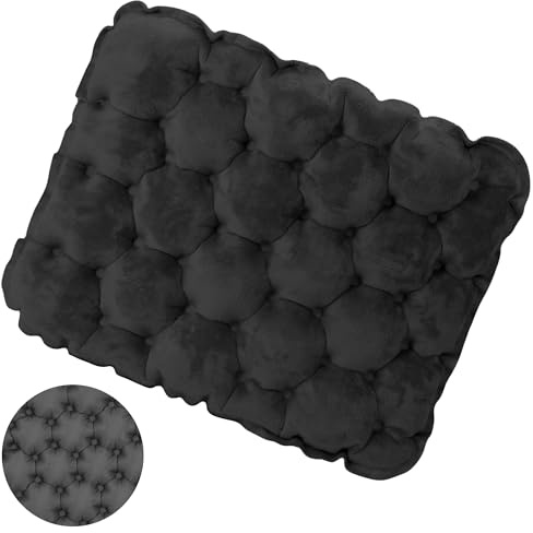 EULANT Velvet Aufblasbares Camping Sitzkissen, 40D Nylon + Velvet Oberfläche, 45x33 cm, 5 cm Dicke, 180 kg Tragfähigkeit, für Indoor und Outdoor, Schwarz