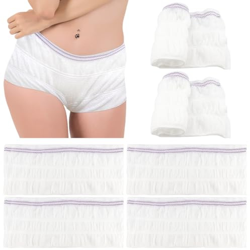 Qerutk 6Pcs Net Pants for Incontinence Pads, Women's Net Knickers High Density Mesh Disposable Pants, Incontinence Stretch Net Pads, for Daily Use, Travel, Pregnant Women (White, XL