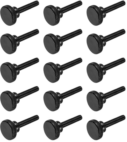QUARKZMAN 15pcs M6 x 35mm Viti A Mano Zigrinate, Viti A Mano Testa Piatta In Acciaio Nero Bulloni Metrici Zigrinati Con Manopole A Spalla Elementi Di Fissaggio A Filettatura Manuale
